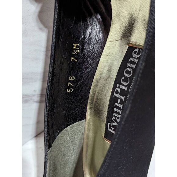 Vintage Evan Picone Women's 7.5 Satin Pump 3" Heel Rhinestone Center Rosette 7.5 - Picture 6 of 9